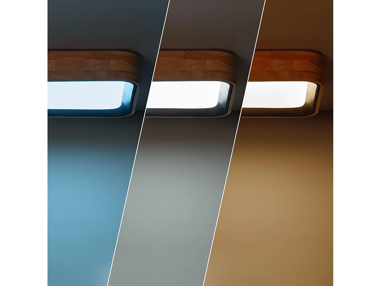 Plafoniera LED 15W Quadrata Legno 370x370 mm CCT Selezionabile Dari Nero