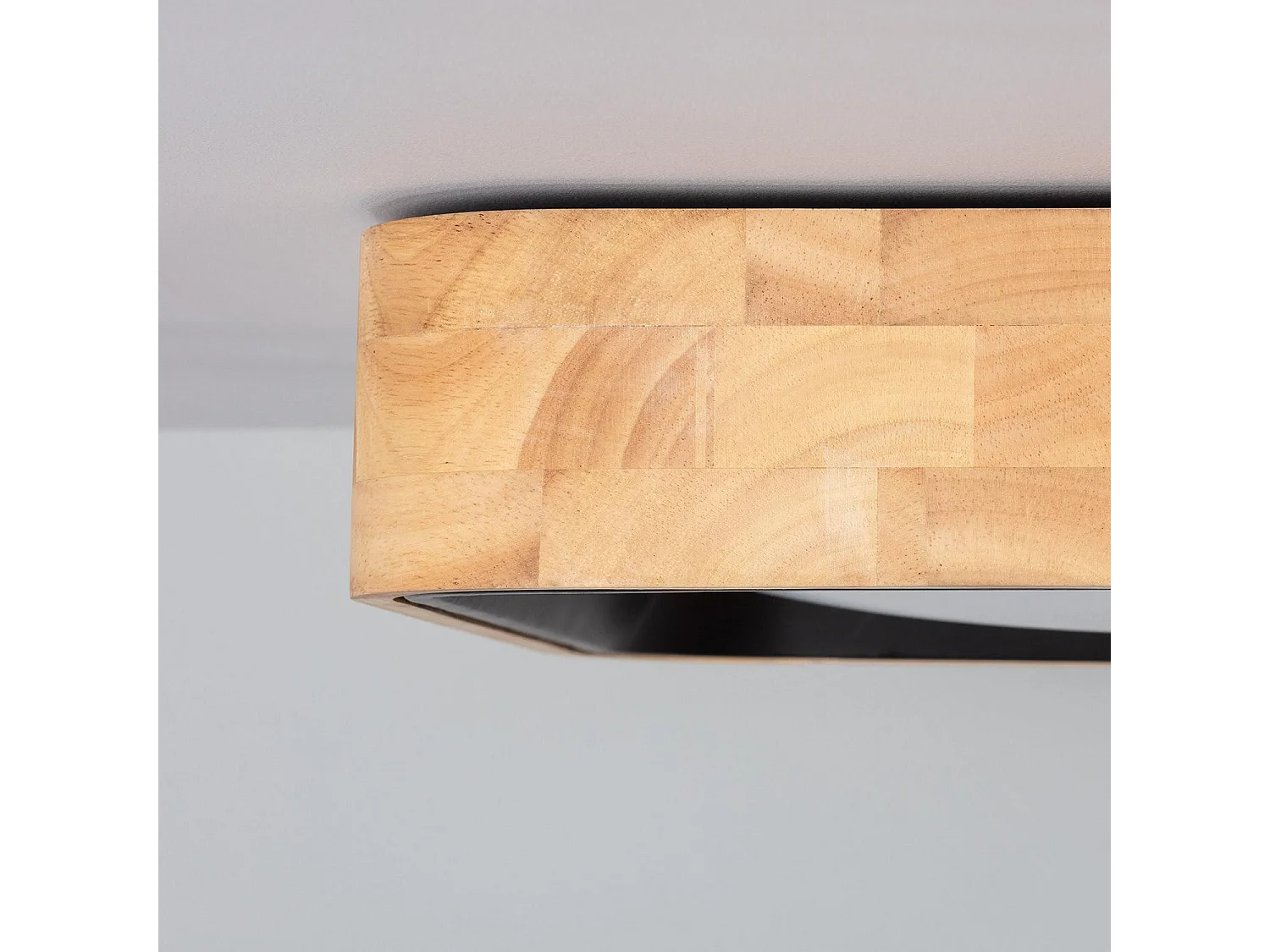 Plafoniera LED 15W Quadrata Legno 370x370 mm CCT Selezionabile Dari Nero