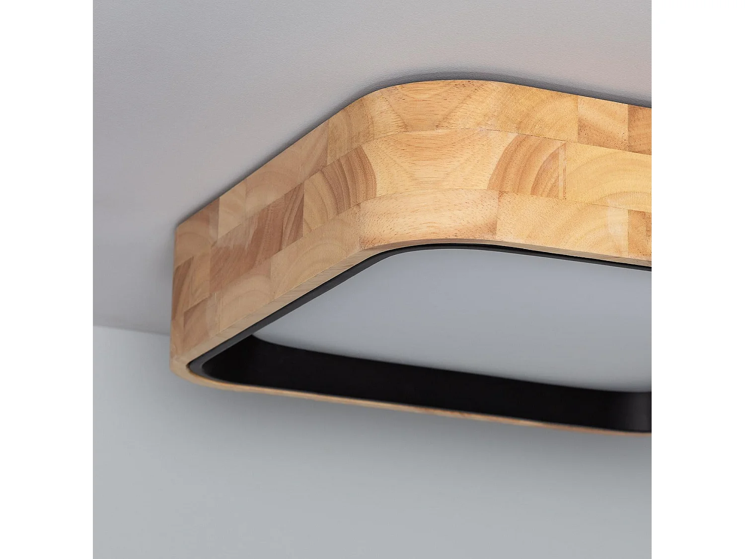 Plafonnier LED 15W Carré Bois 370x370 mm CCT Sélectionnable Dari Noir