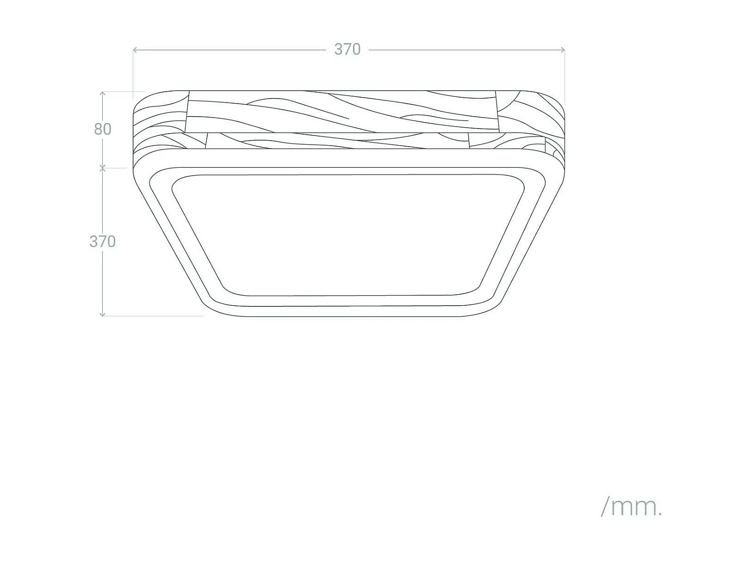 Plafonnier LED 15W Carré Bois 370x370 mm CCT Sélectionnable Dari Noir