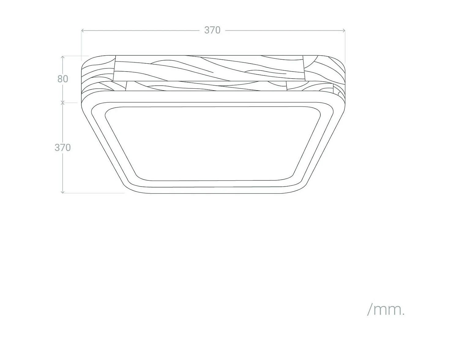 Plafonnier LED 15W Carré Bois 370x370 mm CCT Sélectionnable Dari Noir