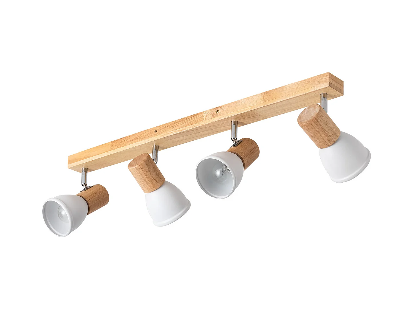 Lampada da Soffitto Metallo e Legno 4 Faretti Tautau Bianco