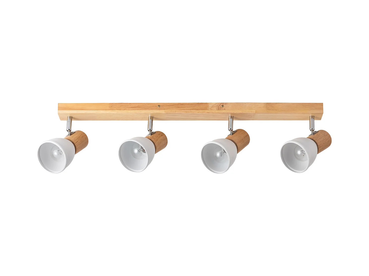 Lampada da Soffitto Metallo e Legno 4 Faretti Tautau Bianco