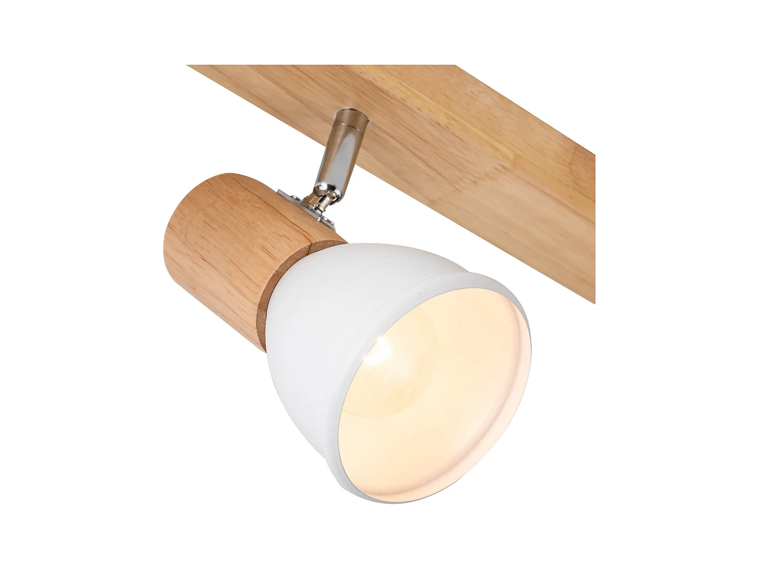 Lampada da Soffitto Metallo e Legno 4 Faretti Tautau Bianco