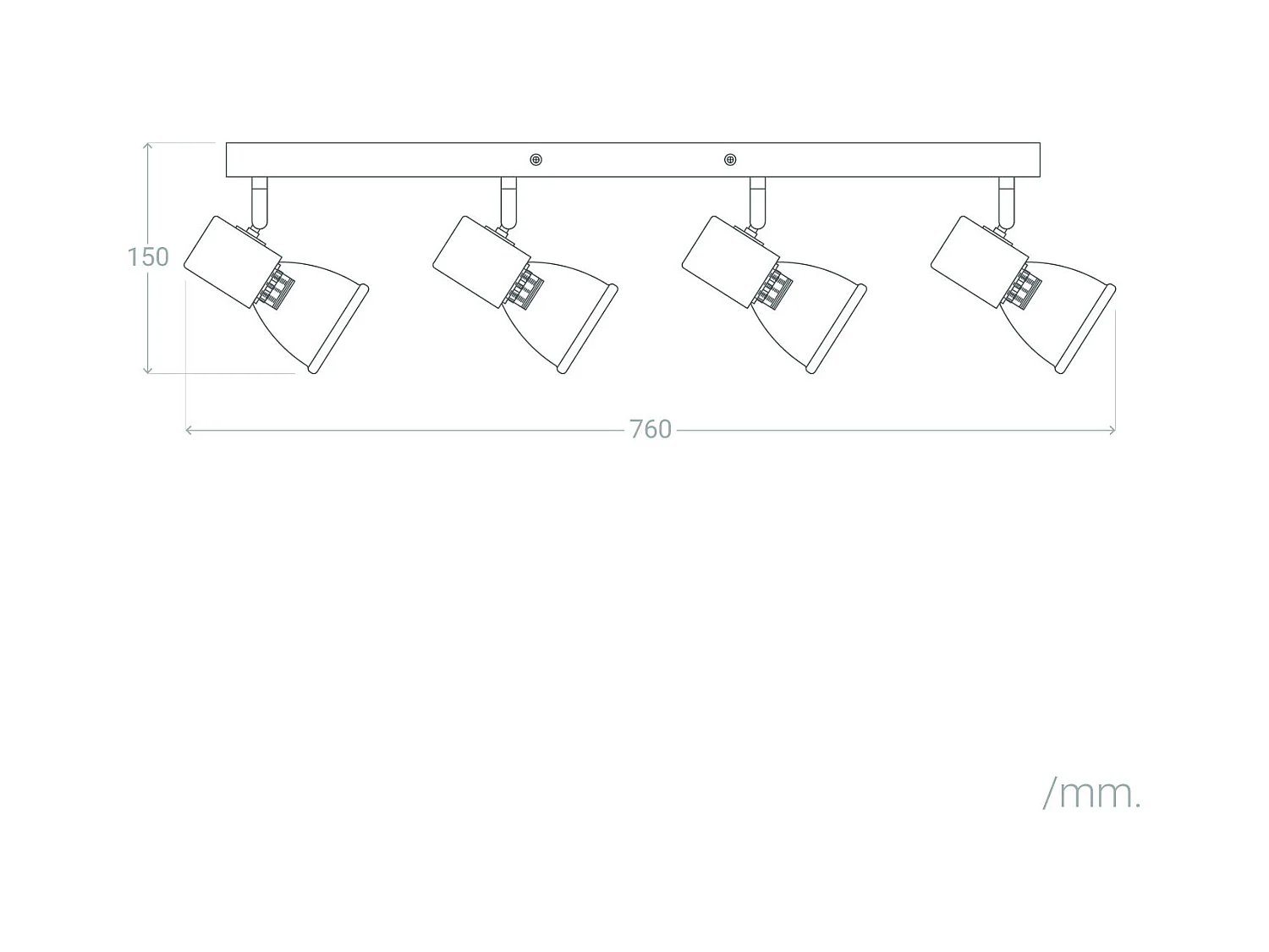 Lampada da Soffitto Metallo e Legno 4 Faretti Tautau Bianco