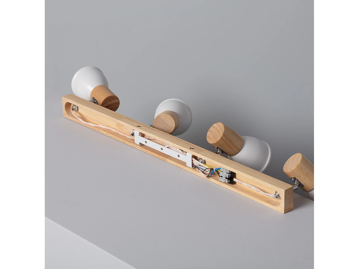 Lámpara de Techo Madera y Metal 4 Focos Tautau Blanco