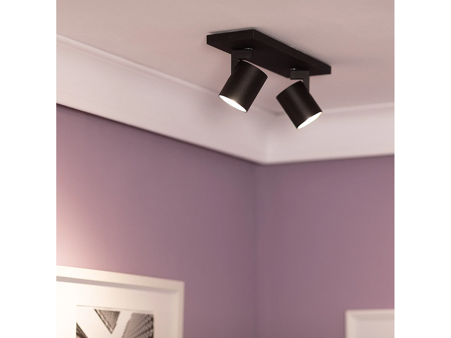 Aplique Aluminio Gylu 2 Focos para Bombilla GU10 Negro