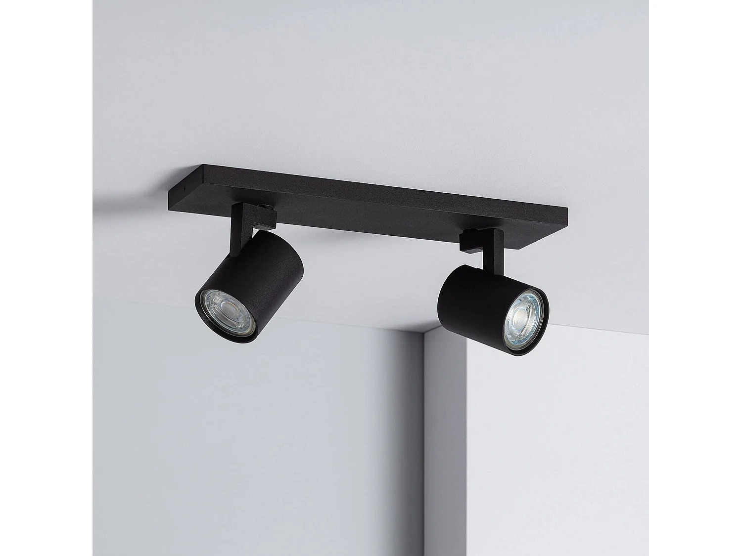 Aplique Aluminio Gylu 2 Focos para Bombilla GU10 Negro