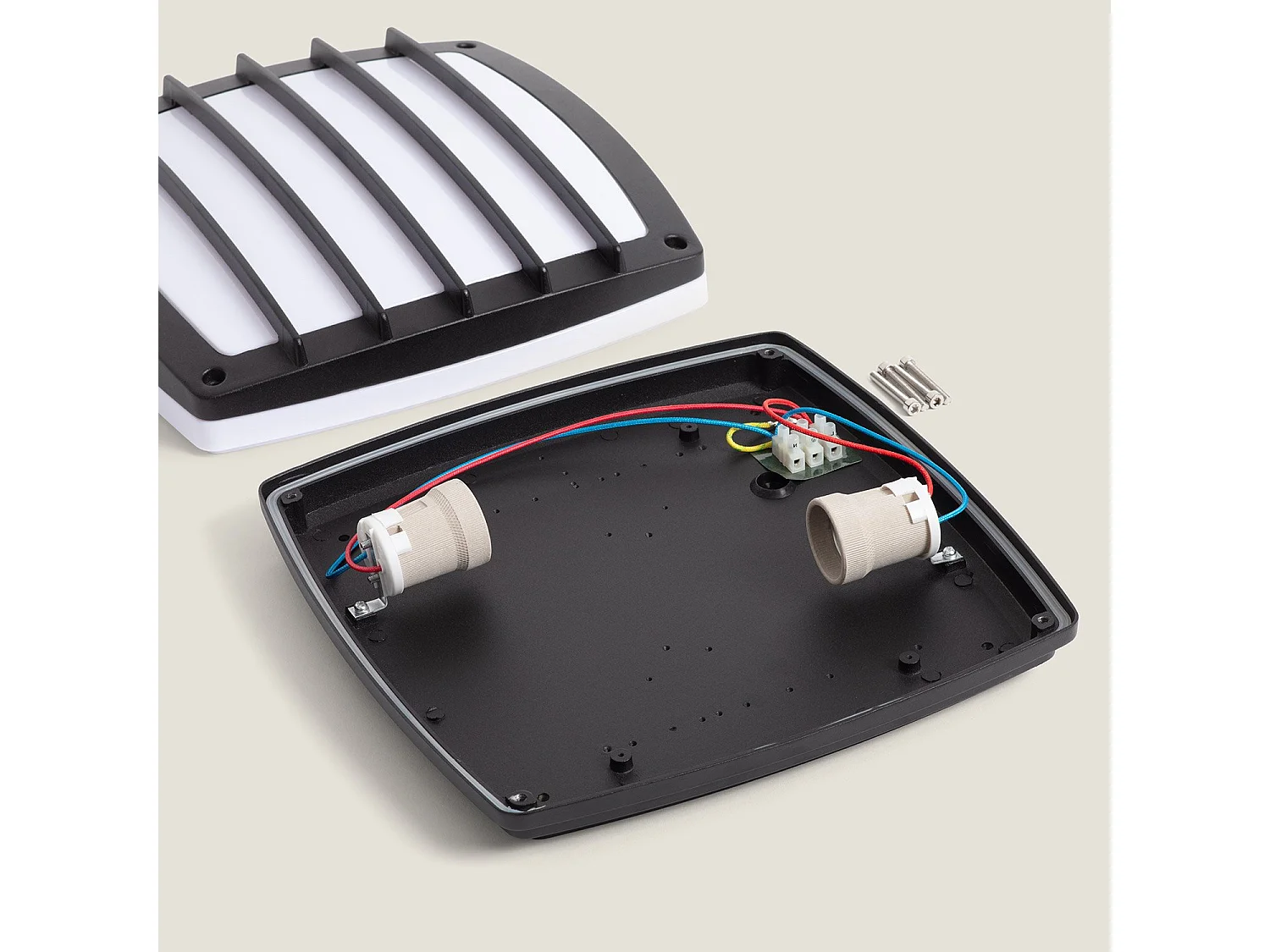 Plafonnier Carré Métal Domia 300x300 mm Noir