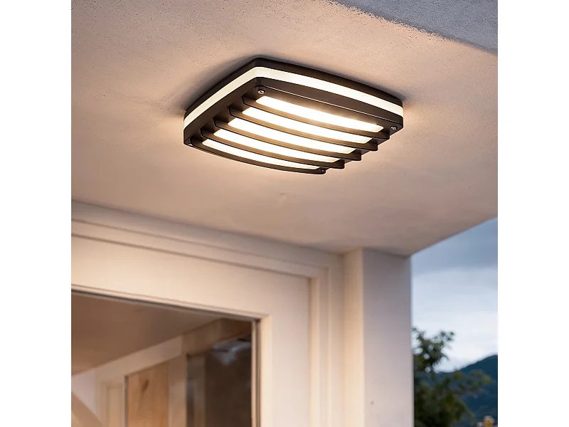 Plafoniera Quadrata in Alluminio per Esterni 300x300 mm Domia  Nero