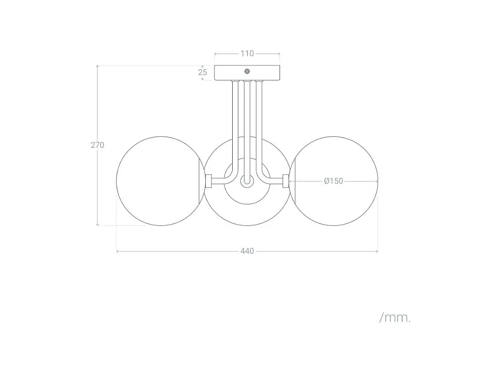 Lámpara de Techo Metal y Cristal Moonlight Brass 3 Focos Blanco