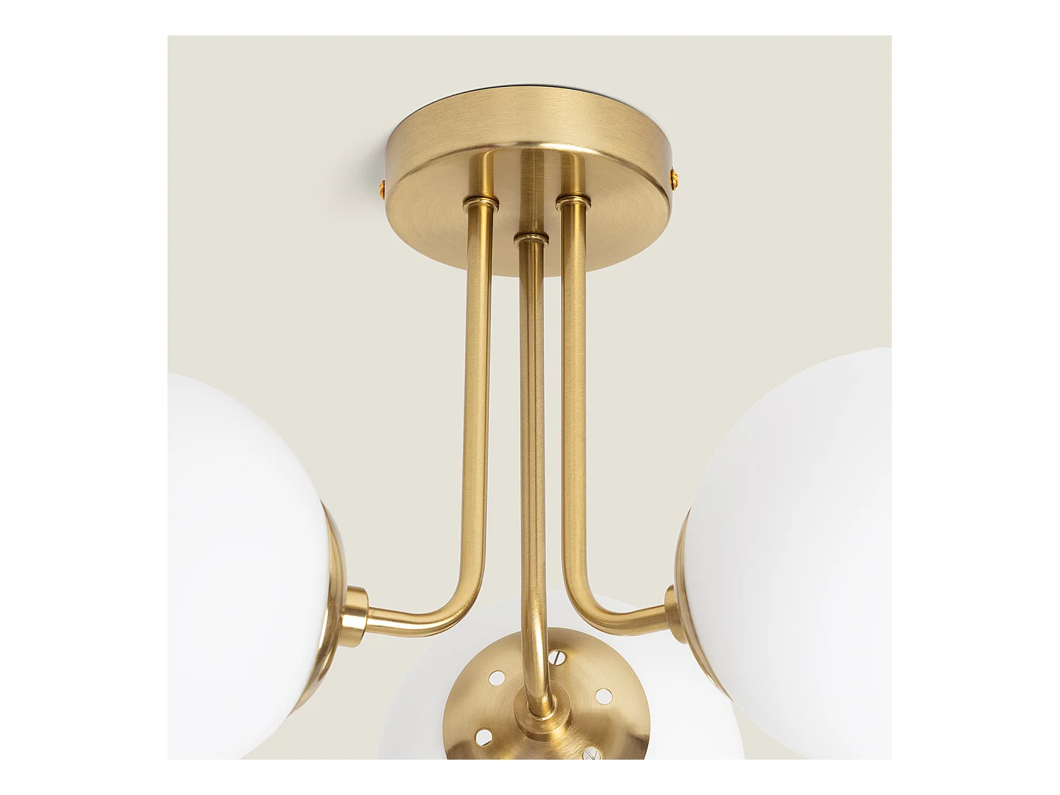 Lámpara de Techo Metal y Cristal Moonlight Brass 3 Focos Blanco