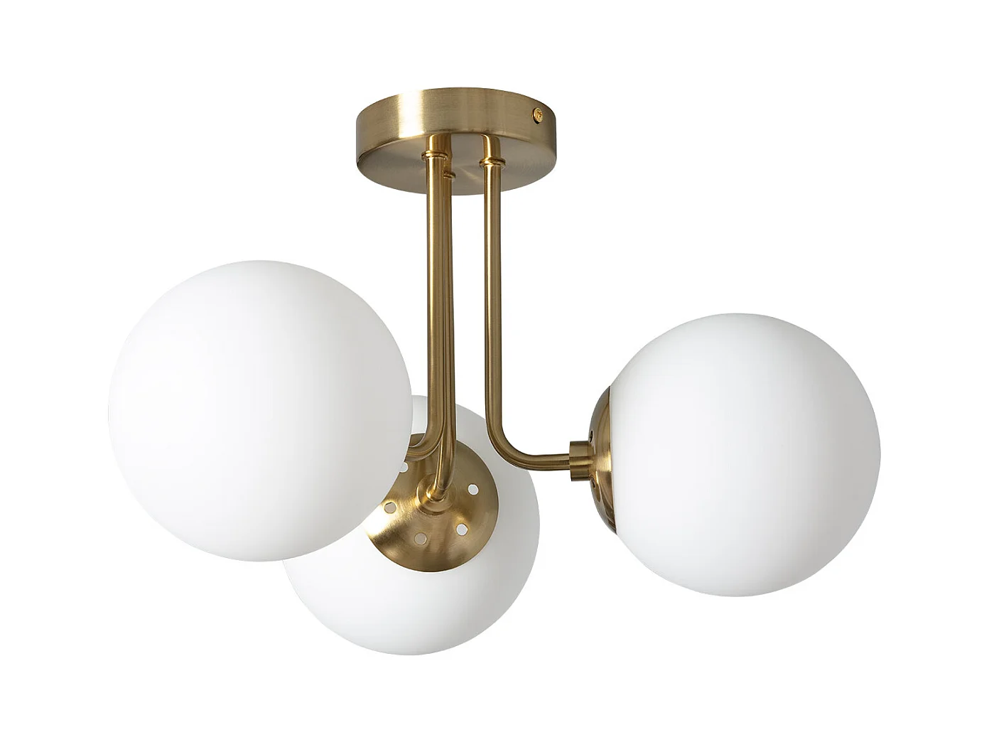 Plafonnier Métal et Verre Moonlight Brass 3 Spots Blanc
