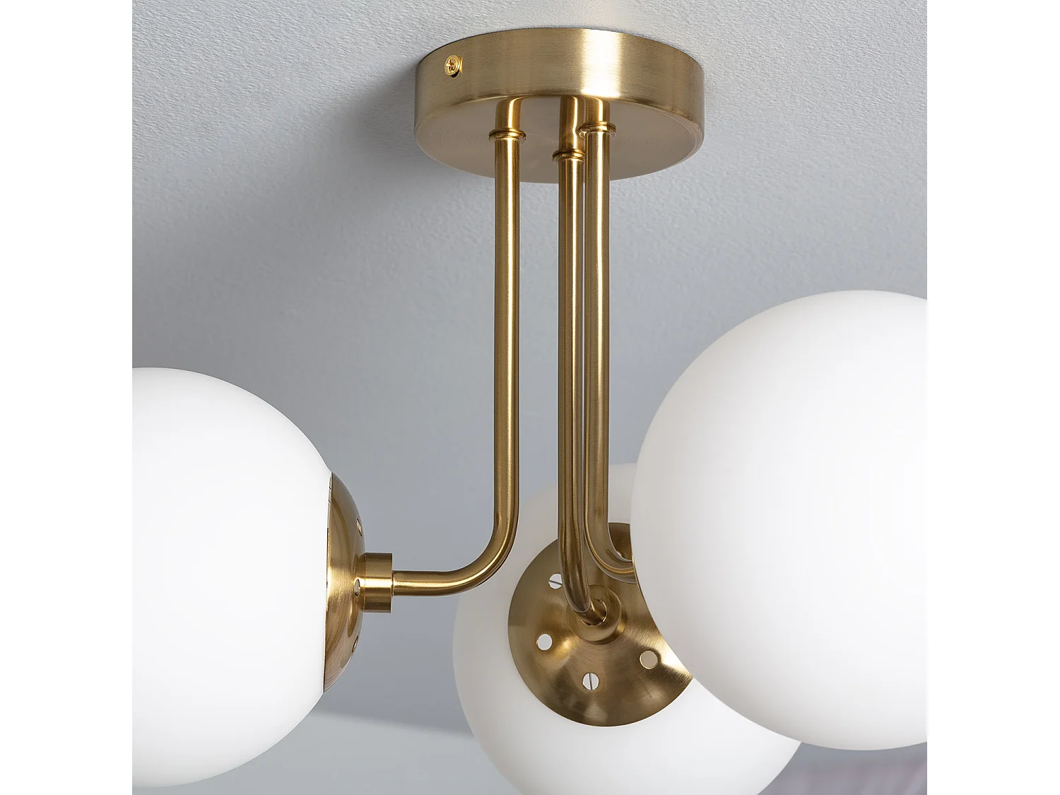 Plafonnier Métal et Verre Moonlight Brass 3 Spots Blanc