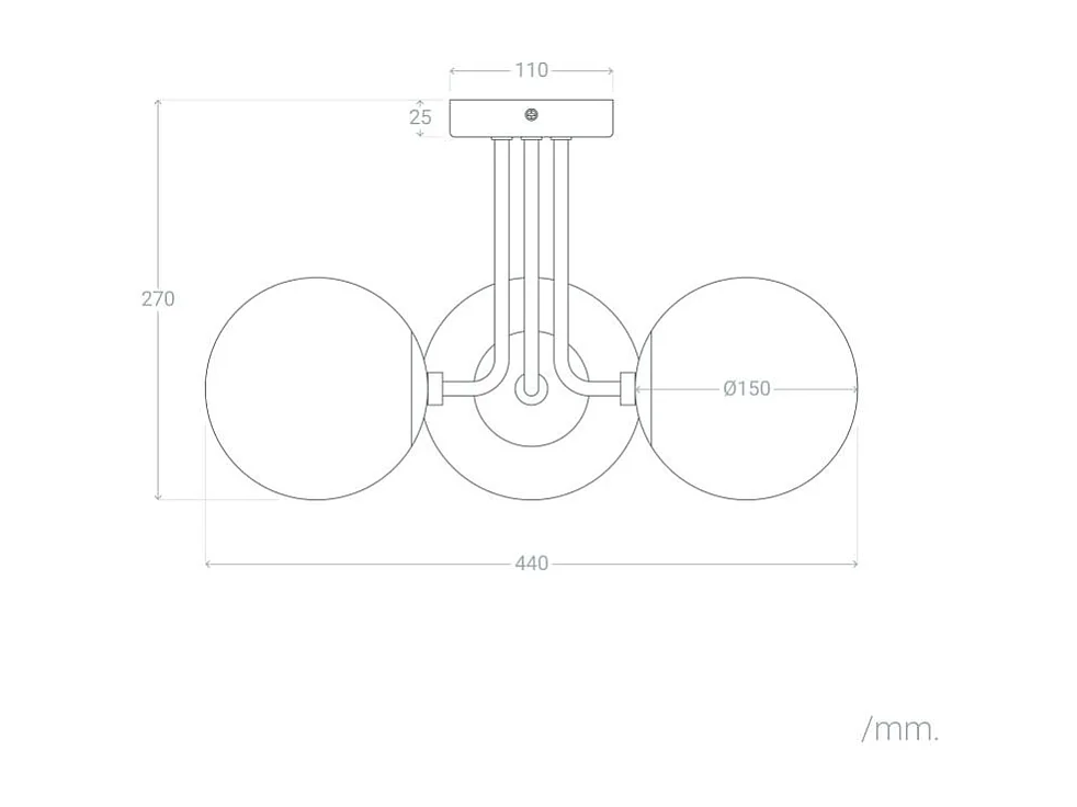 Plafonnier Métal et Verre Moonlight Brass 3 Spots Blanc