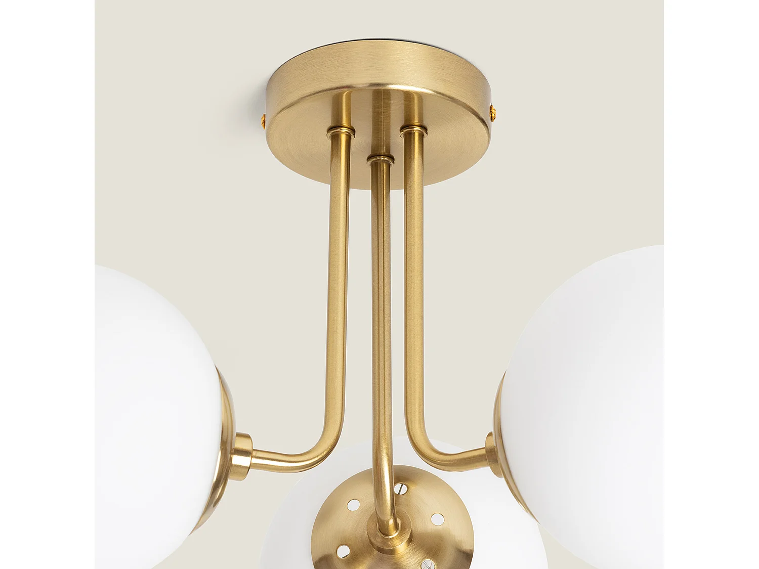 Plafonnier Métal et Verre Moonlight Brass 3 Spots Blanc
