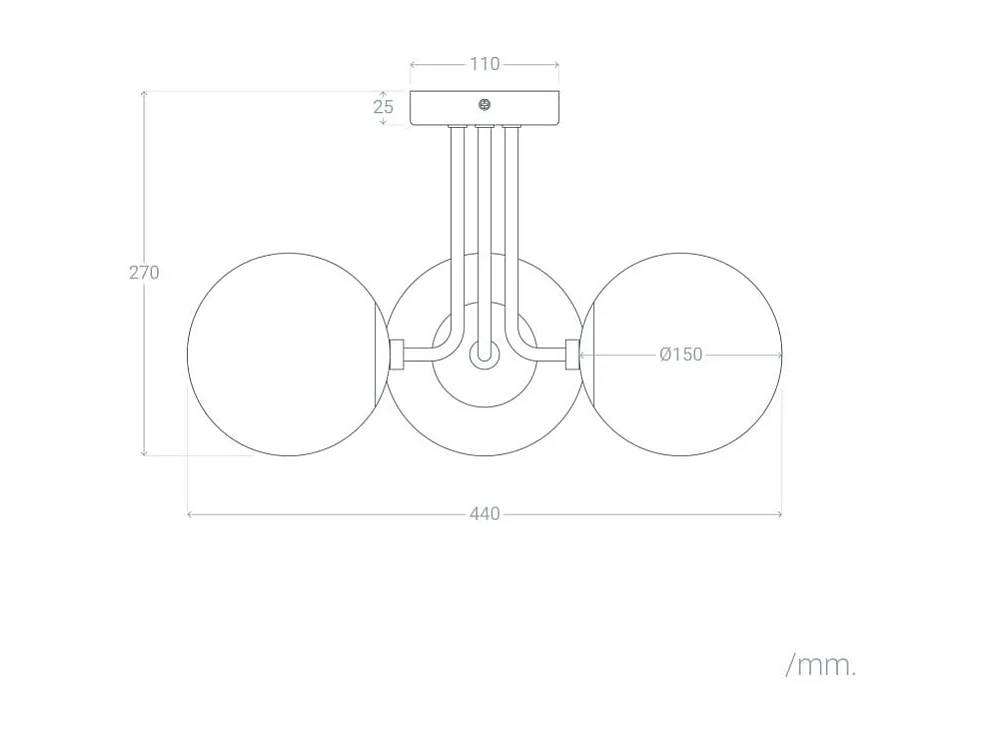 Plafonnier Métal et Verre Moonlight Brass 3 Spots Blanc