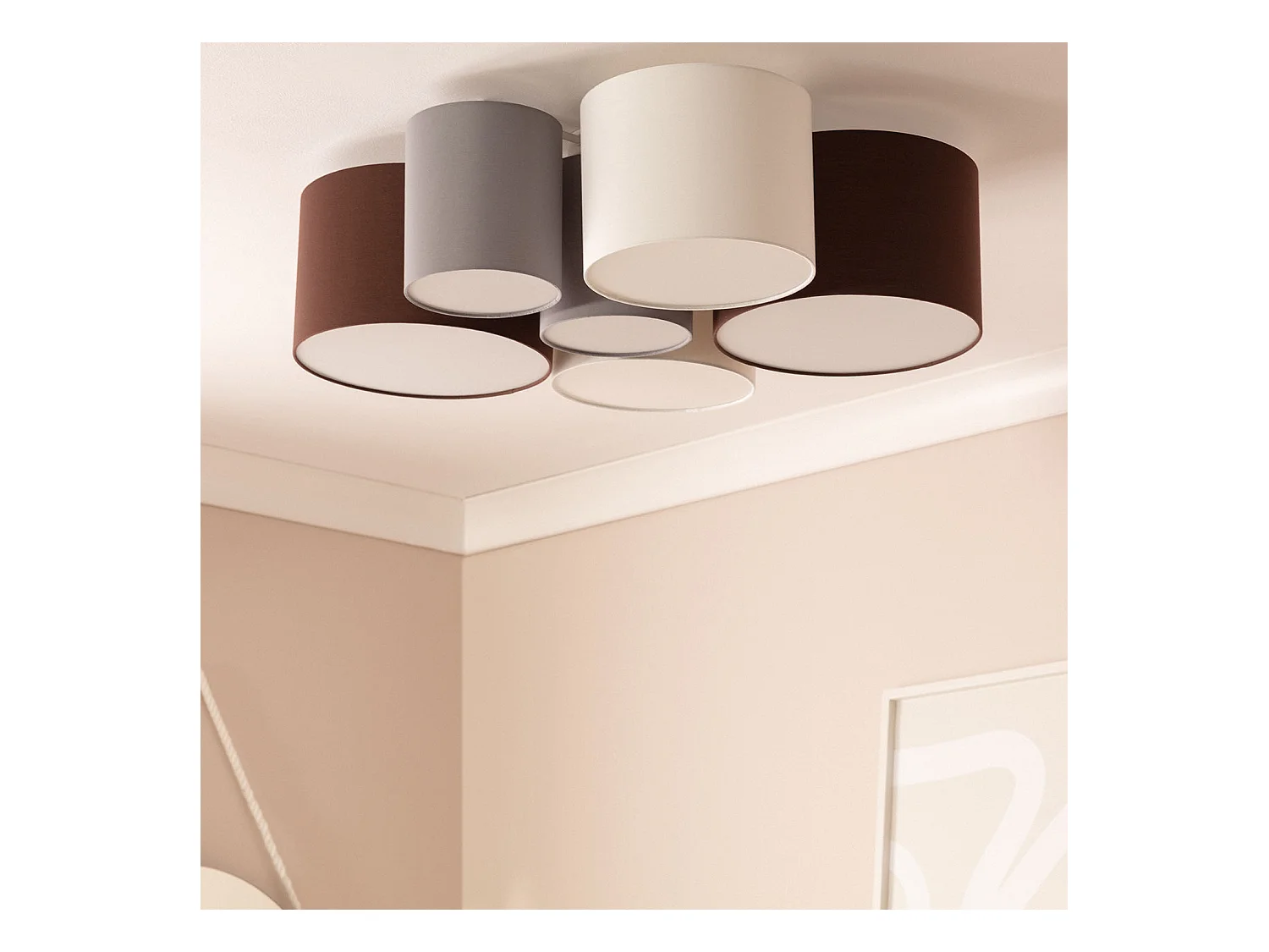 Plafón Circular Tela Tallabo Multicolor