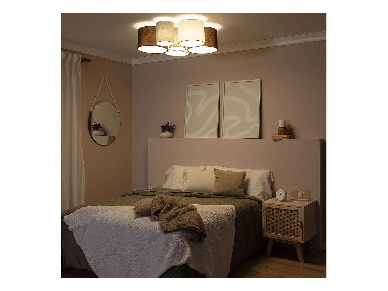 Plafón Circular Tela Tallabo Multicolor