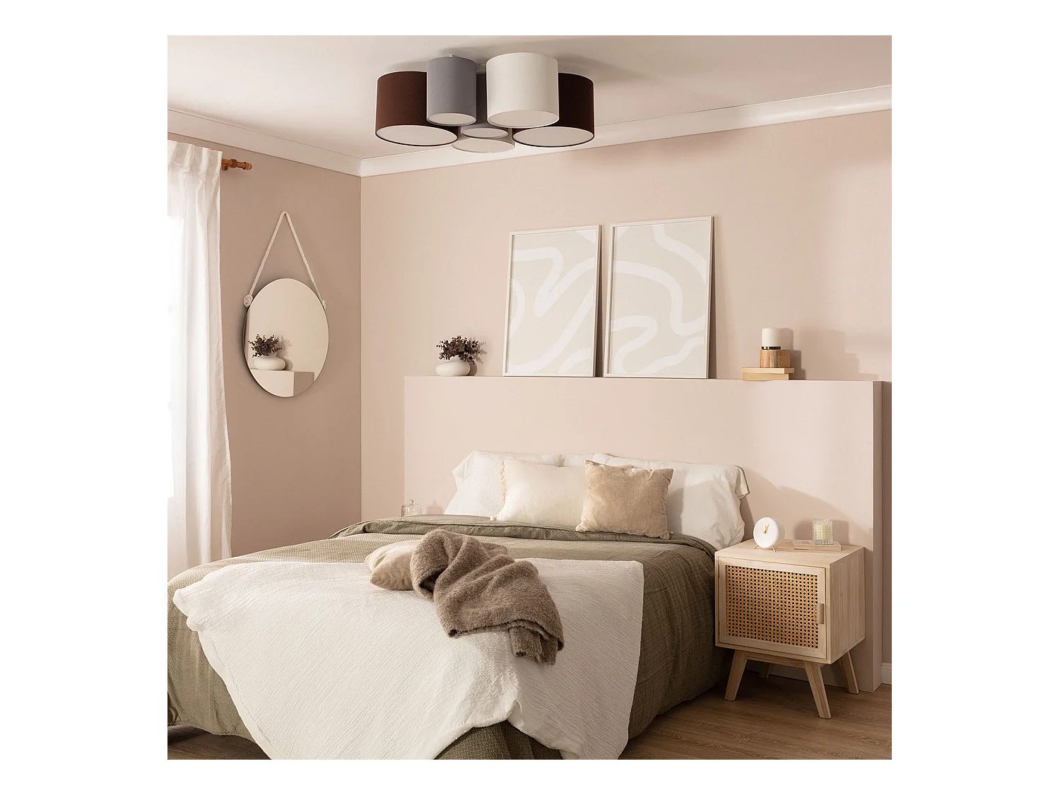 Plafón Circular Tela Tallabo Multicolor