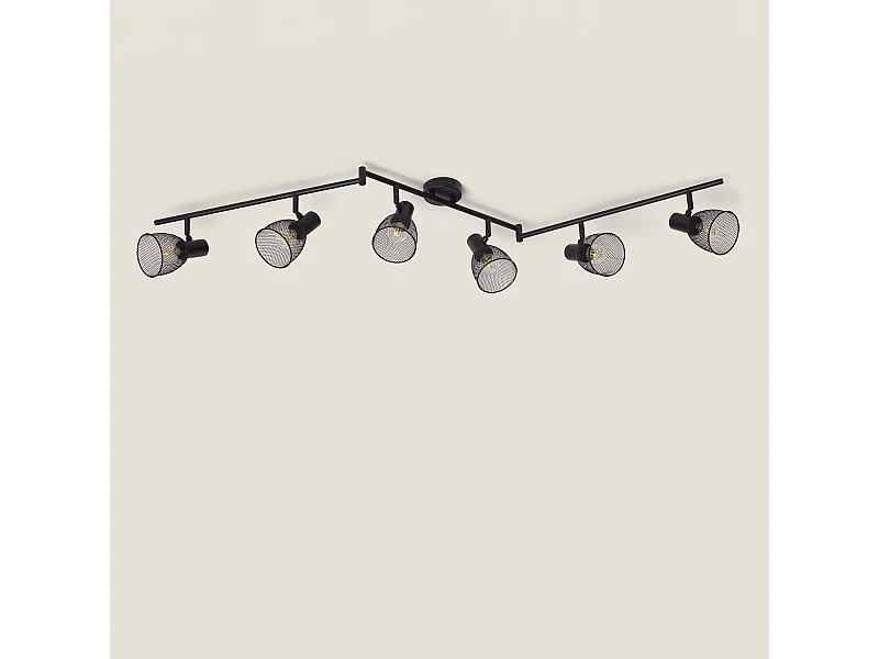Lámpara de Techo Orientable Aluminio 6 Focos Grid Negro