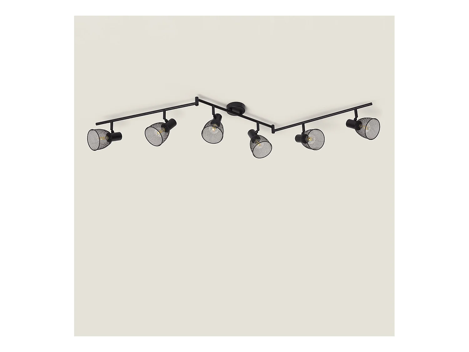 Lámpara de Techo Orientable Aluminio 6 Focos Grid Negro