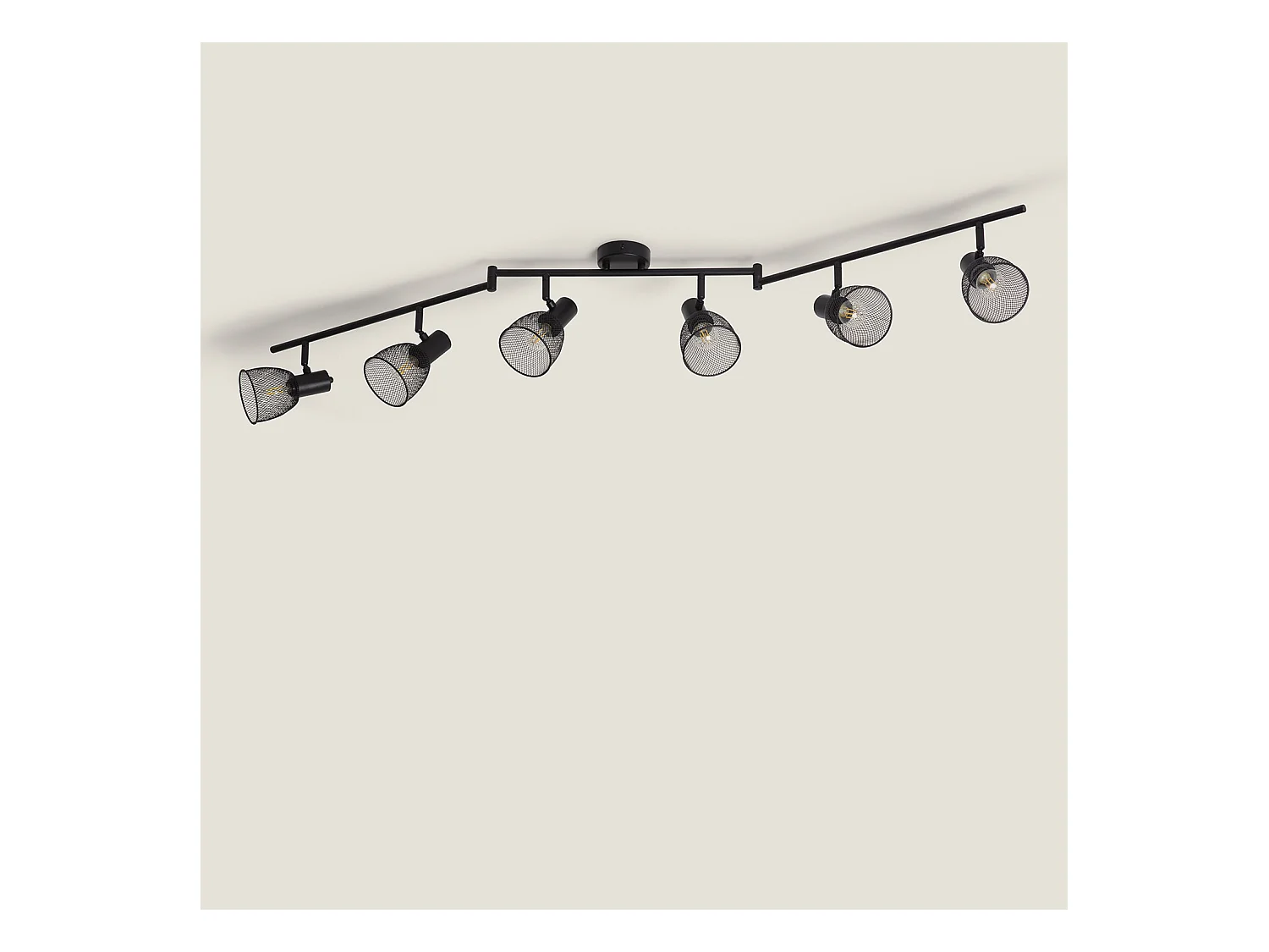 Lámpara de Techo Orientable Aluminio 6 Focos Grid Negro