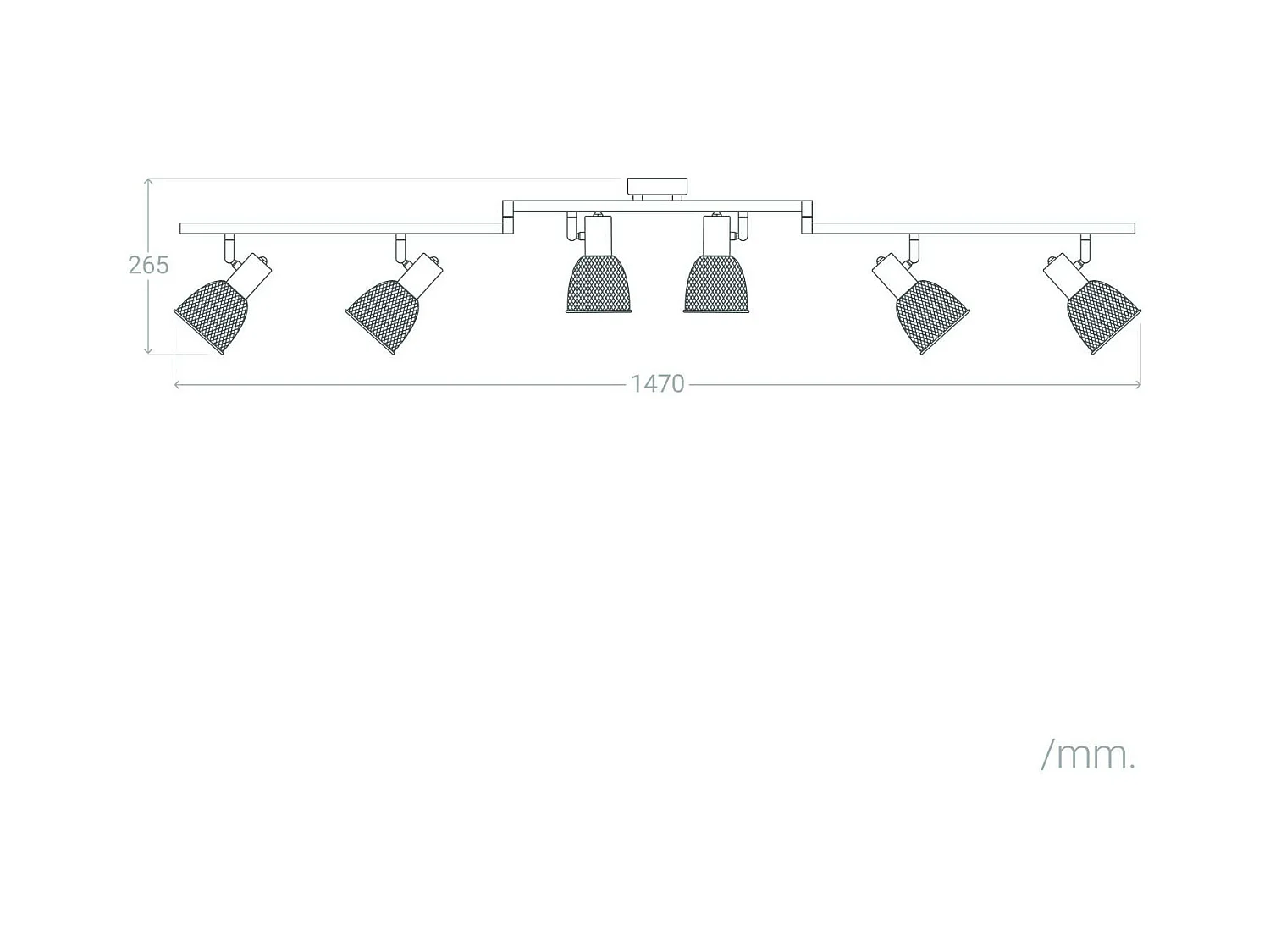 Lámpara de Techo Orientable Aluminio 6 Focos Grid Negro