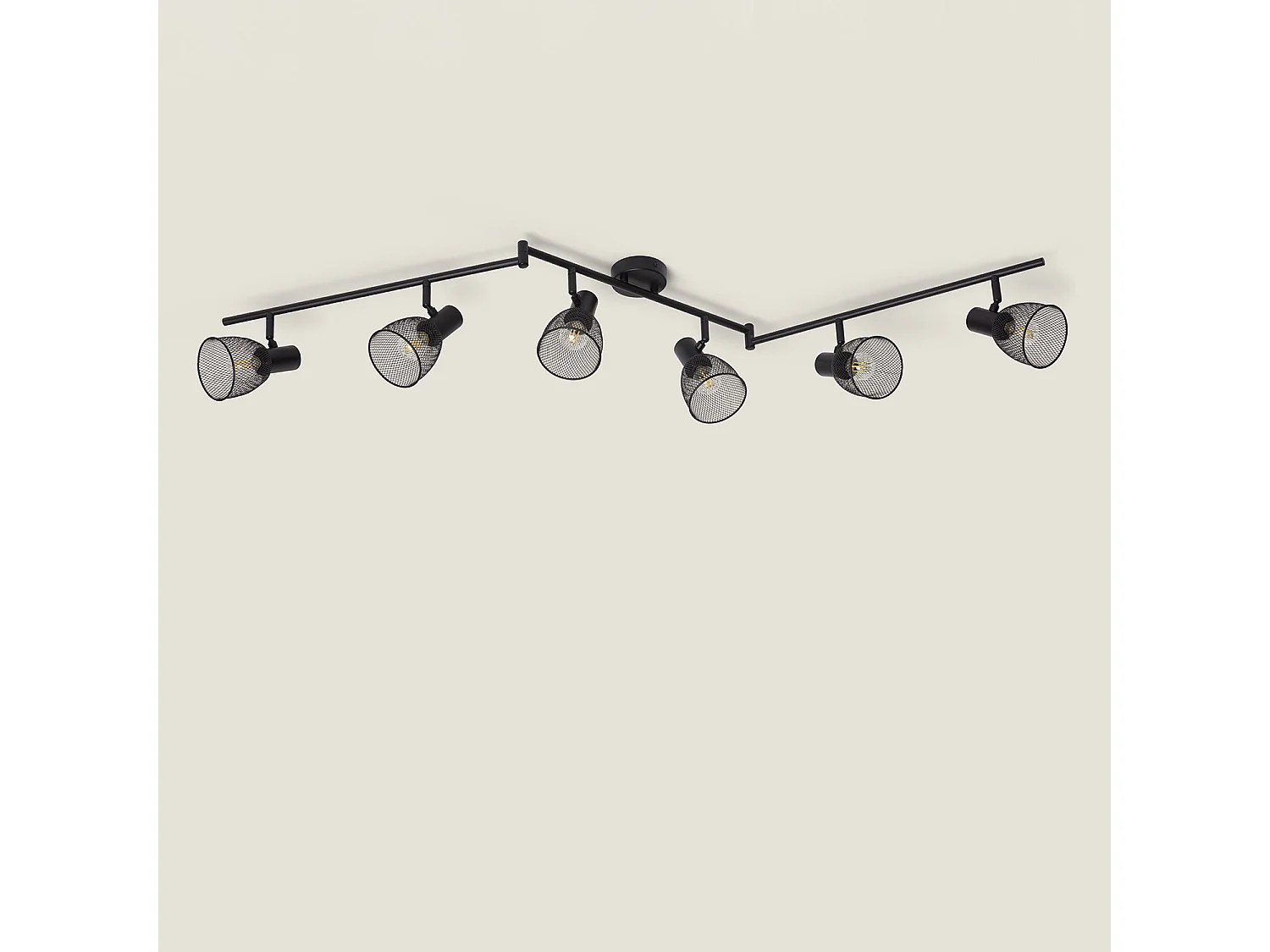 Plafonnier Orientable Aluminium Grid 6 Spots  Noir