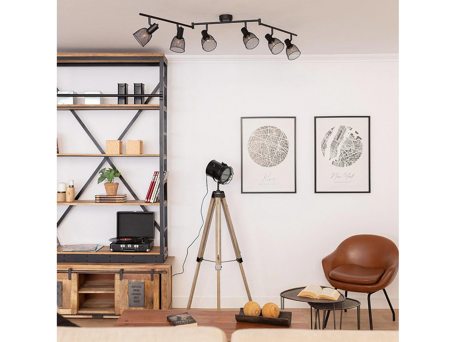 Plafonnier Orientable Aluminium Grid 6 Spots  Noir