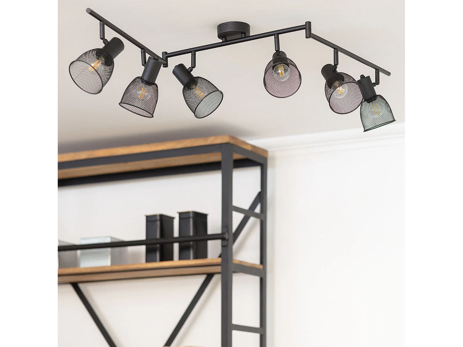 Plafonnier Orientable Aluminium Grid 6 Spots  Noir