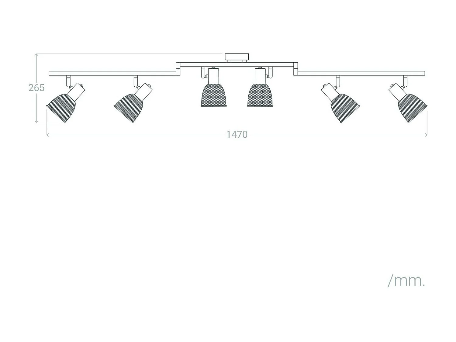 Plafonnier Orientable Aluminium Grid 6 Spots  Noir