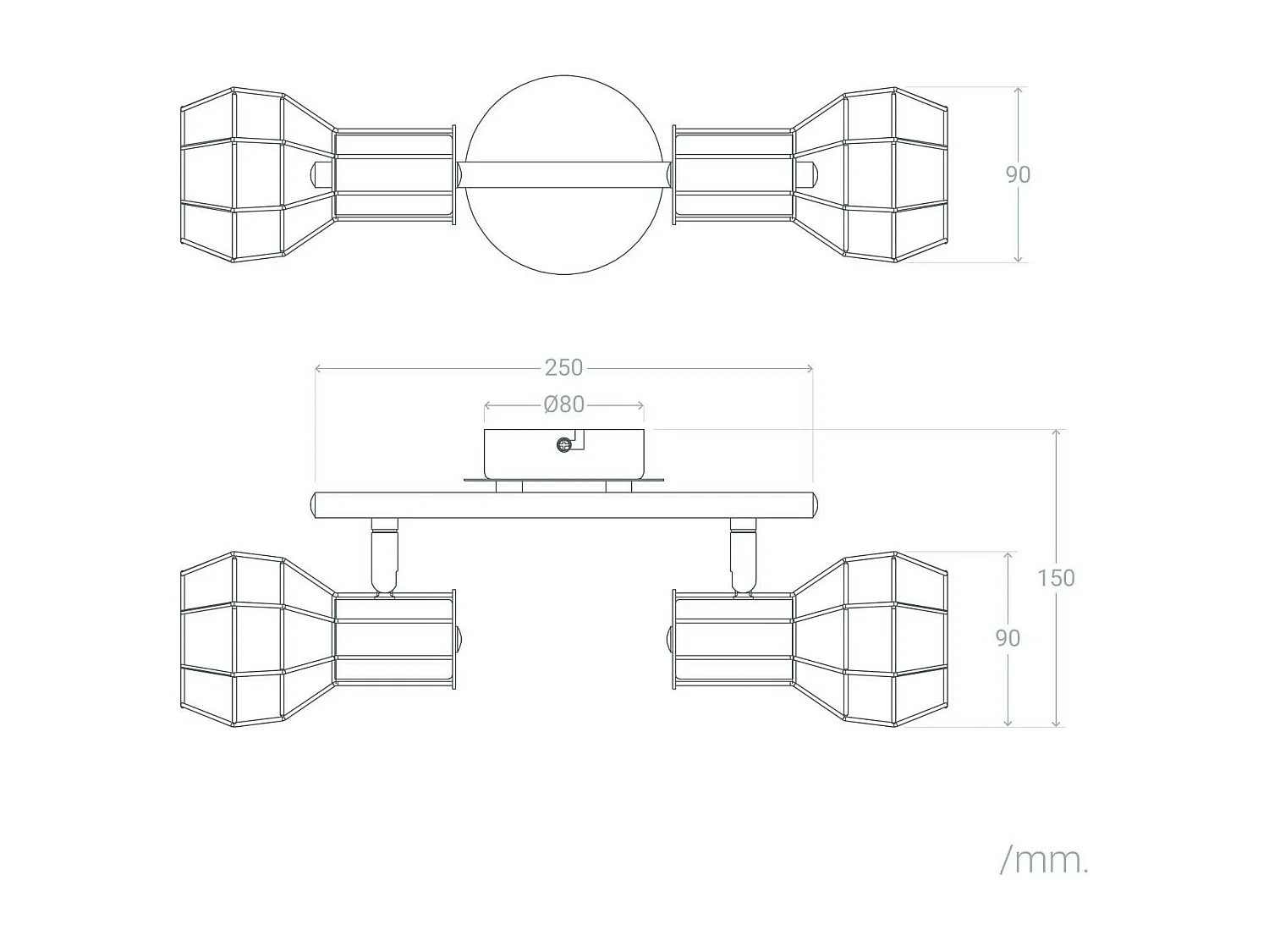 Lámpara de Techo Aluminio Orientable 2 Focos Lada Cobre