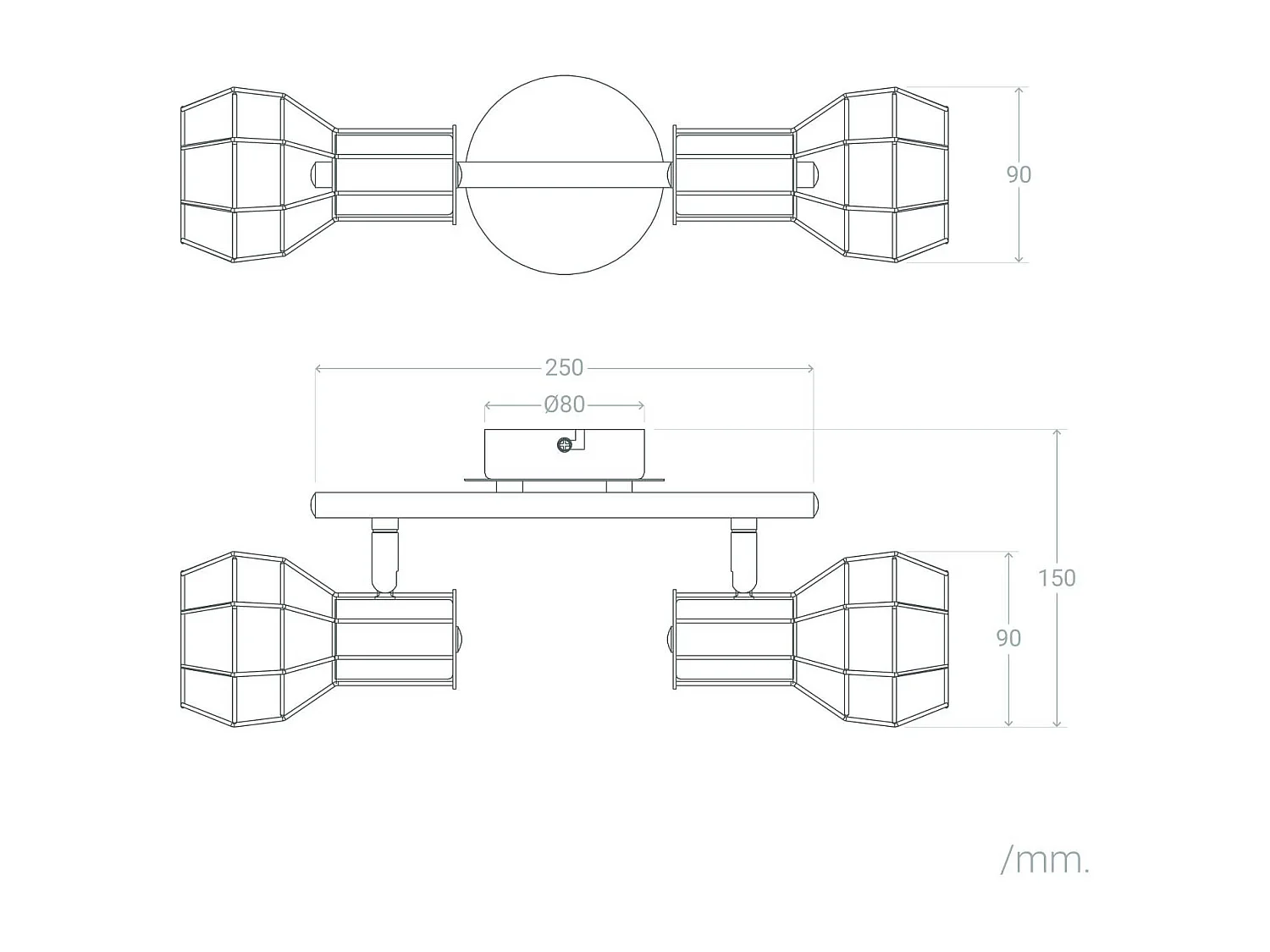 Plafonnier Orientable Aluminium Lada 2 Spots  Cuivre