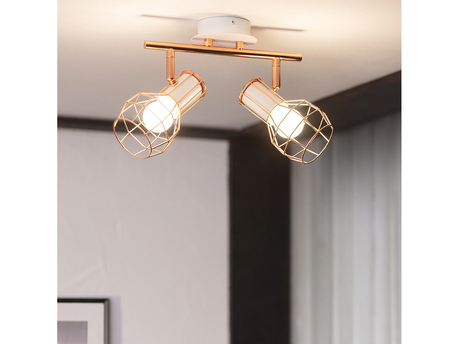 Lámpara de Techo Metal Orientable 2 Focos Lada Cobre