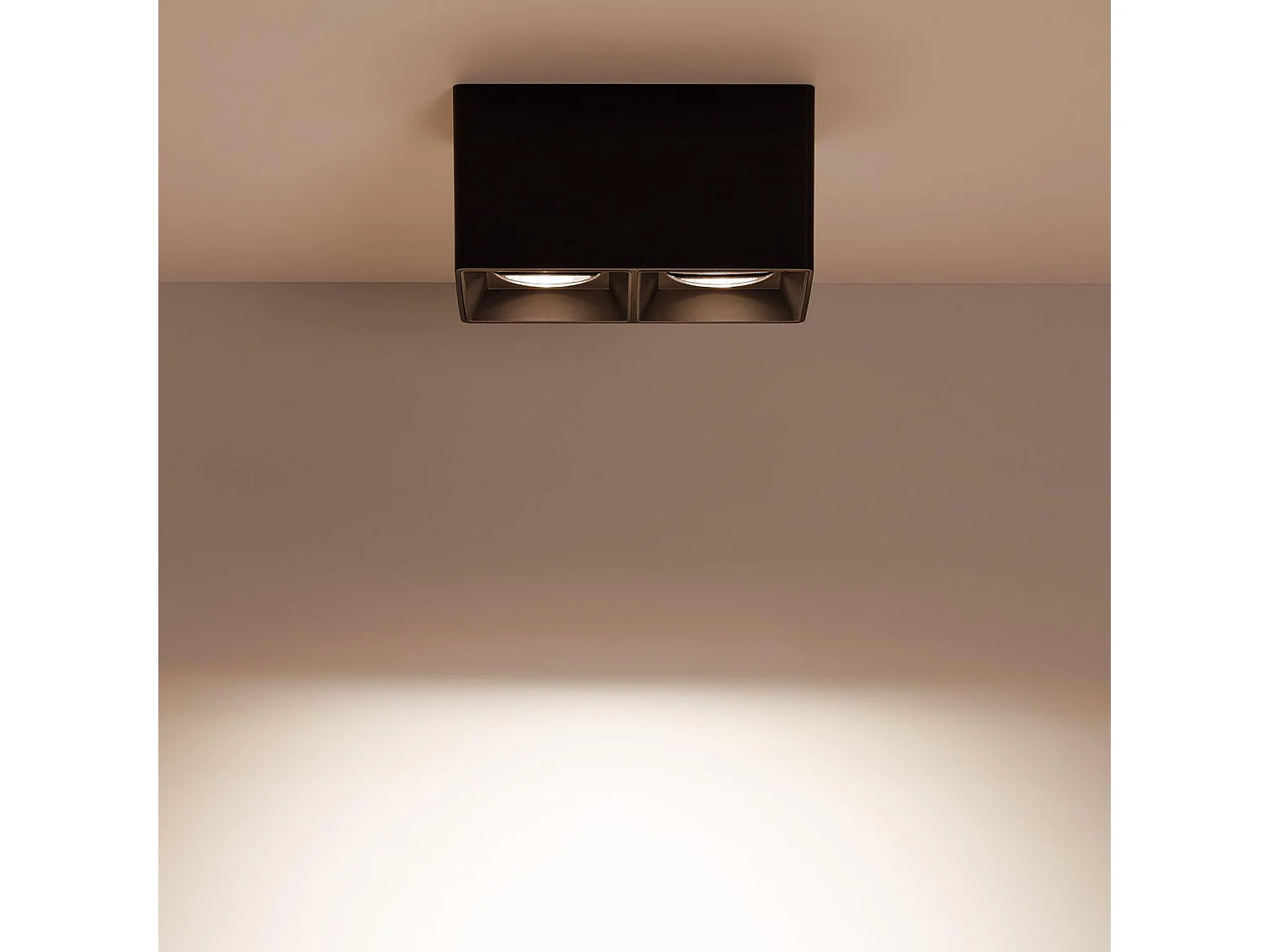 Plafonnier Space Carré Double Noir avec Ampoule GU10  6000K Blanc froid