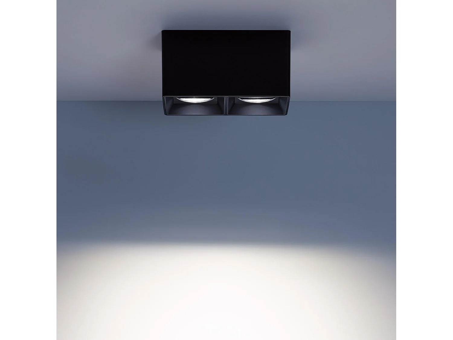 Plafonnier Space Carré Double Noir avec Ampoule GU10  6000K Blanc froid