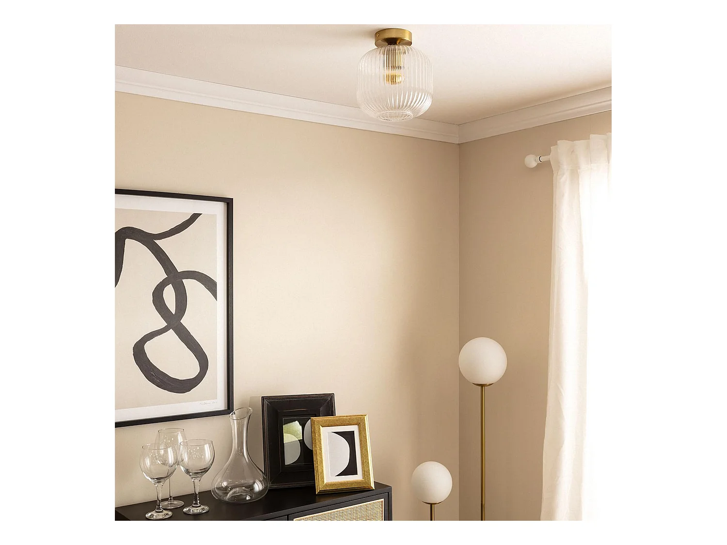 Plafón Metal y Cristal Ánfora Transparente