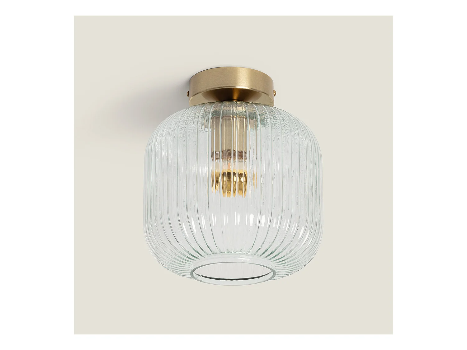 Plafón Metal y Cristal Ánfora Transparente