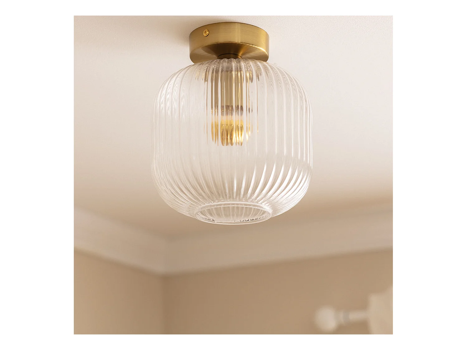 Plafón Metal y Cristal Ánfora Transparente