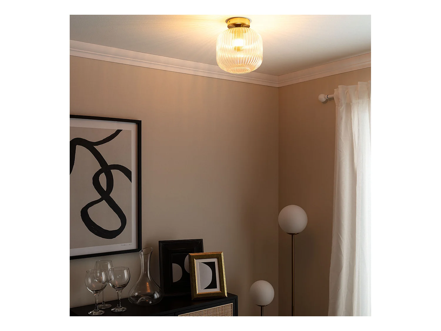 Plafón Metal y Cristal Ánfora Transparente