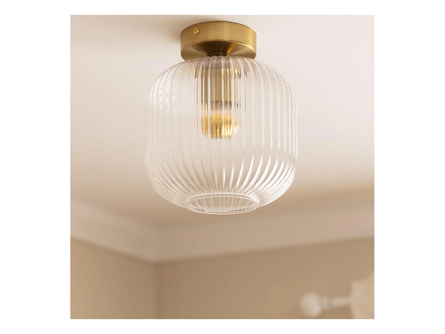 Plafón Metal y Cristal Ánfora Transparente