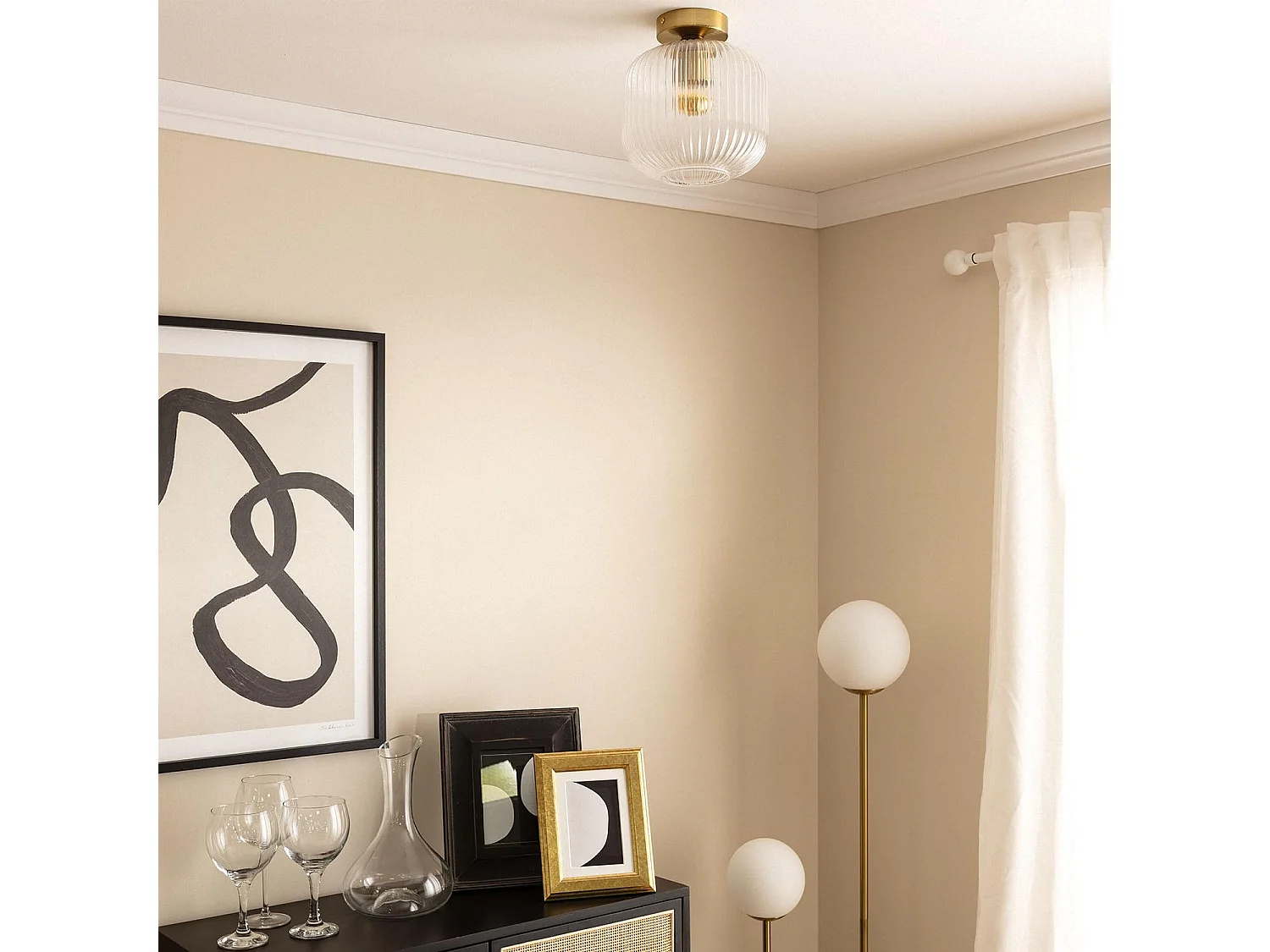 Plafonnier Métal et Verre Ánfora Transparent