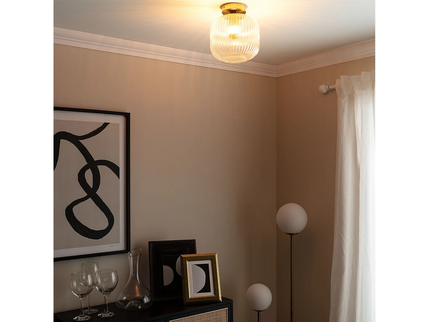 Plafonnier Métal et Verre Ánfora Transparent