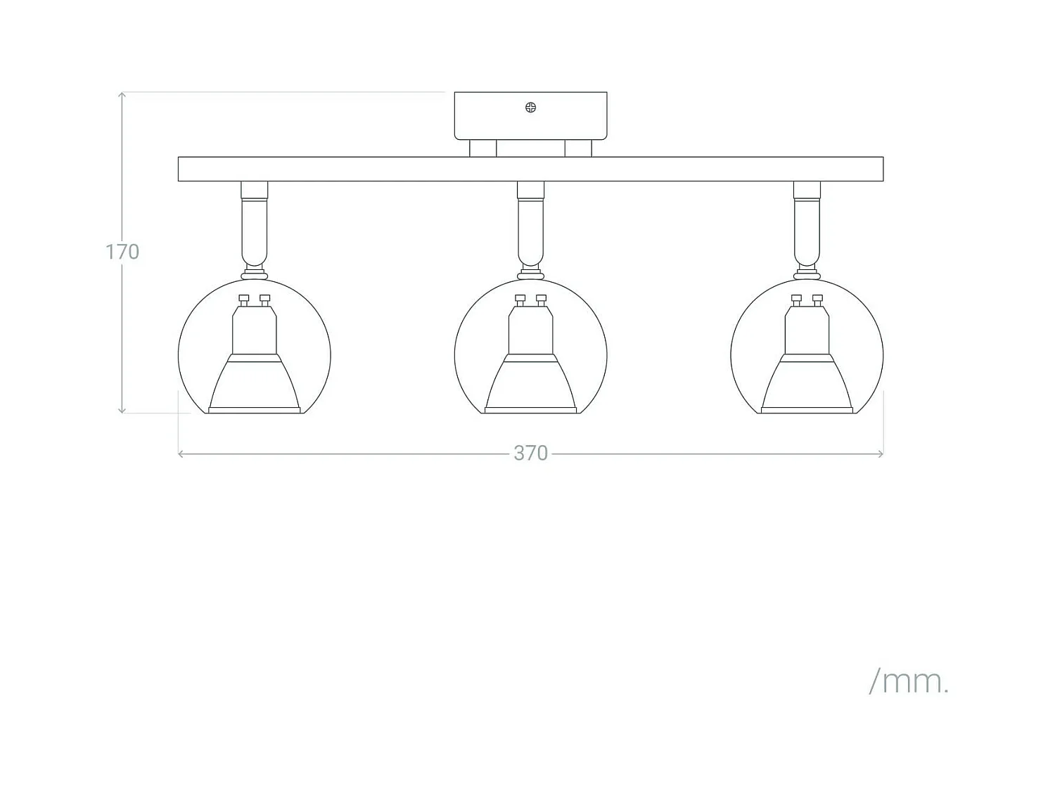Plafonnier Orientable Aluminium Ates 3 Spots  Blanc