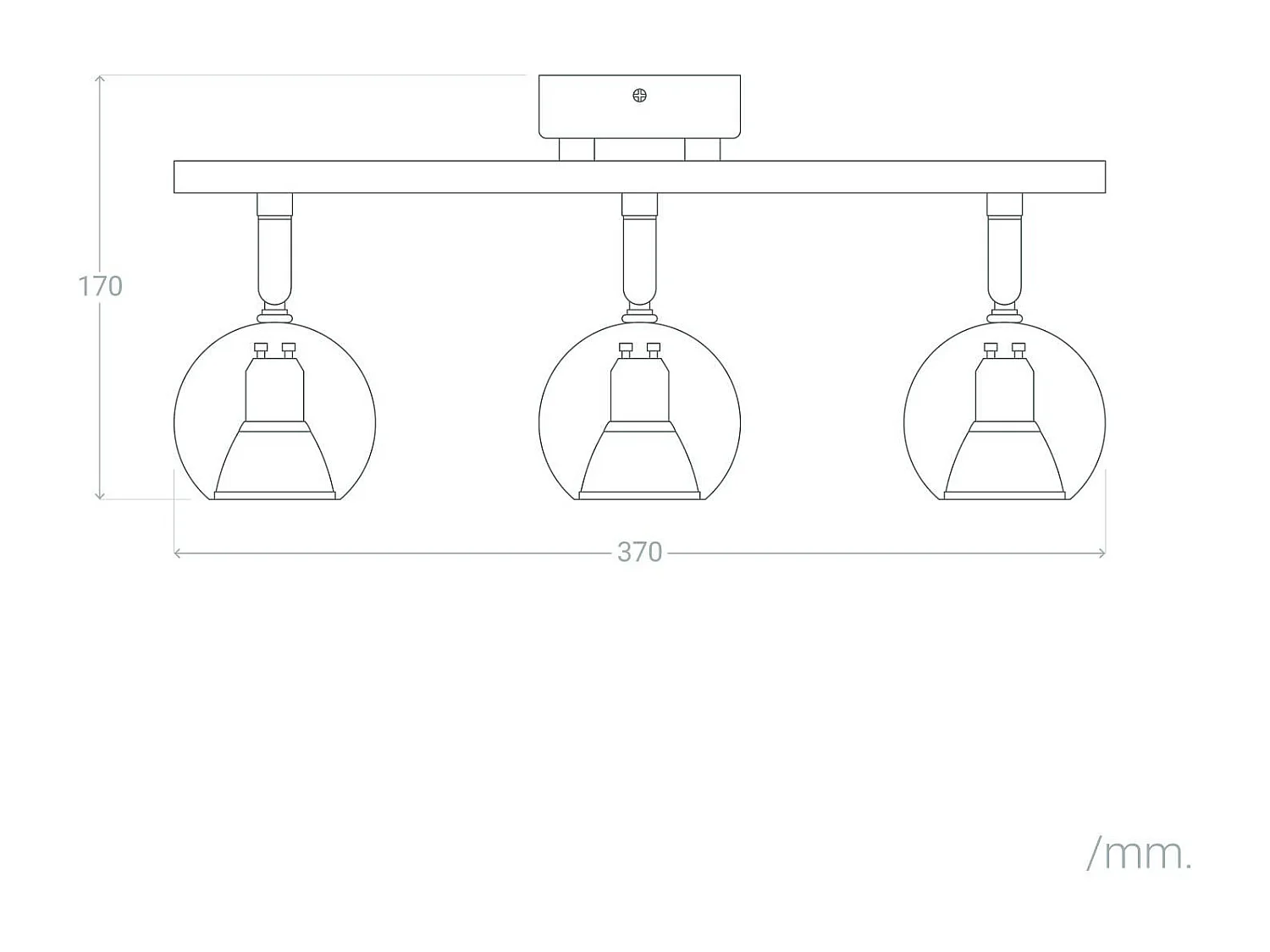Plafonnier Orientable Aluminium Ates 3 Spots  Blanc