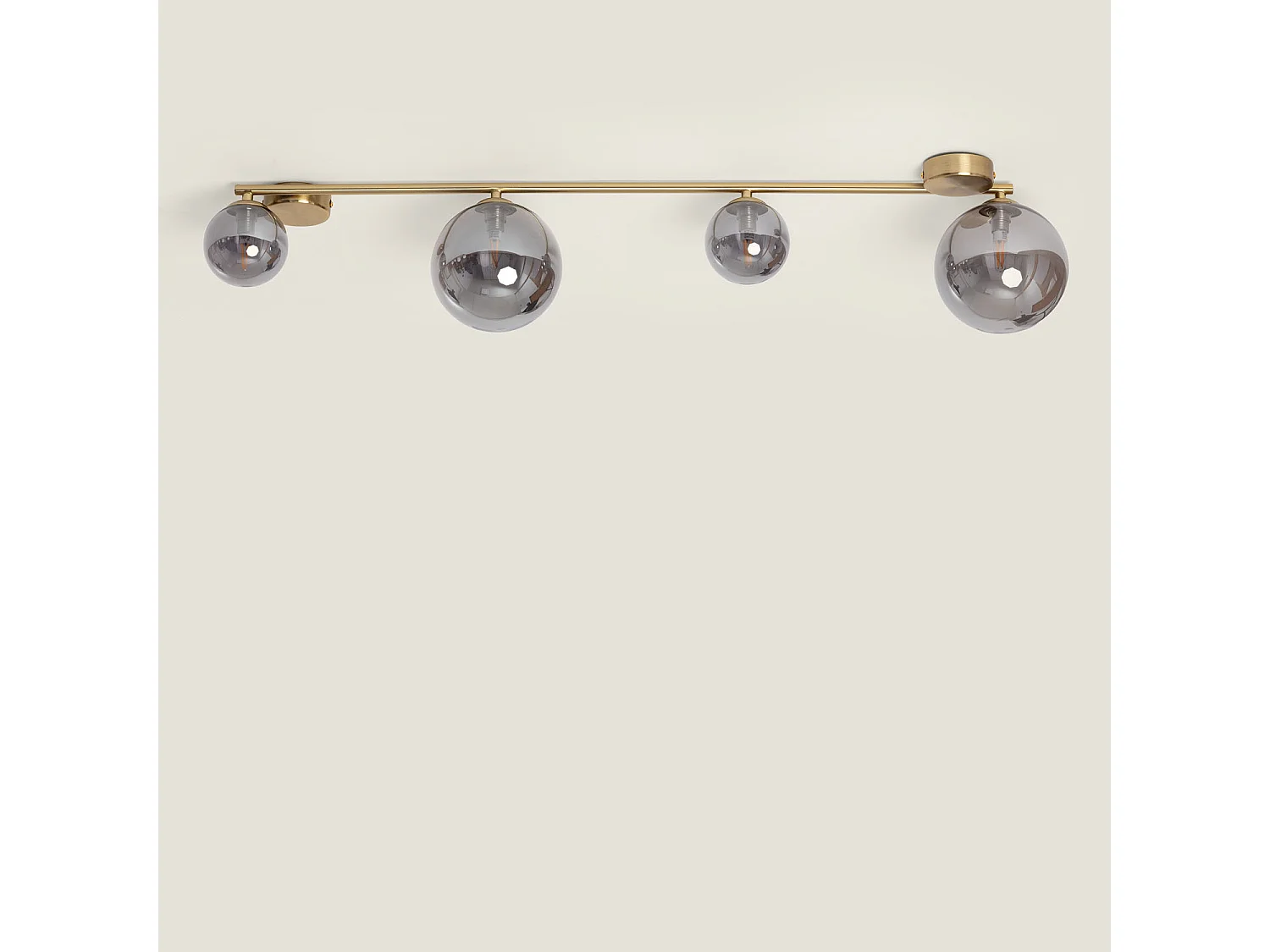 Plafonnier Métal et Verre Moonlight Brass 4 Spots Gris Fumée