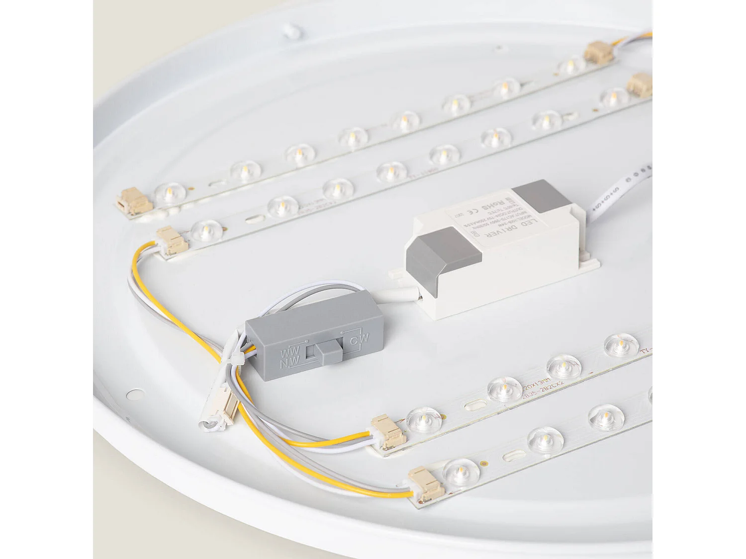 Plafonnier LED Rond Bois 20W CCT Sélectionnable Donati Ø405 mm Bois