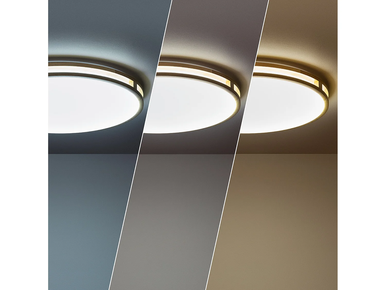 Plafonnier LED Rond Bois 20W CCT Sélectionnable Donati Ø405 mm Bois