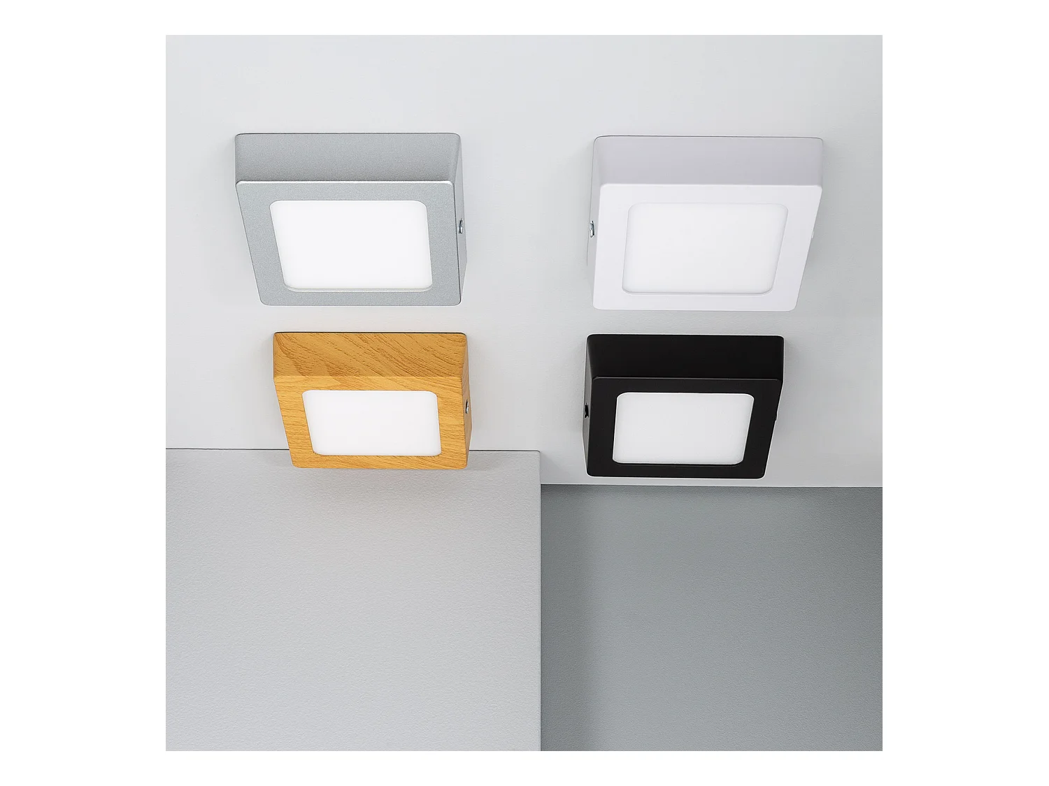 Plafoniera LED 6W Quadrato Alluminio 105x105 mm Slim CCT Selezionabile Galán SwitchDimm Naturale